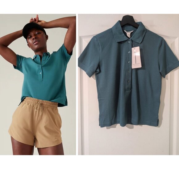 Athleta | On The Go Polo In Borealis Green - Picture 1 of 11
